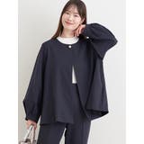 紺 | 【マルチストレッチ】パールボタンポンチョジャケット(セットアップ可) | LUDIC PARK