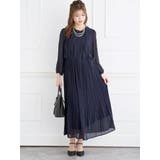 紺 | シフォンジョーゼットプリーツワンピース | LUDIC PARK