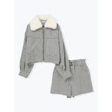 グレー | [SET]起毛チェック柄ブルゾン×ショートパンツ | LUDIC PARK