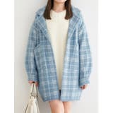 青 | チェック柄ニットコート | LUDIC PARK