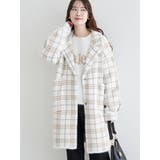オフホワイト | チェック柄ニットコート | LUDIC PARK