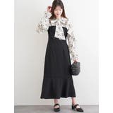 黒 | フリルボウタイブラウスドッキングワンピース | LUDIC PARK