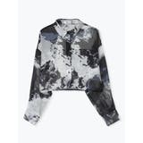 モノトーンアート柄プリントシフォンショート丈シャツ | LUDIC PARK | 詳細画像1 