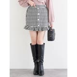 ツイード×パール調ボタン ペプラムミニスカート | LUDIC PARK | 詳細画像1