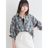 青 | ルーズシルエットチェック柄シャツ | LUDIC PARK