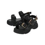 黒 | ギャザーバックルベルトスポーツサンダル | LUDIC PARK