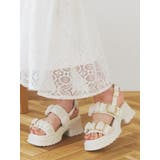 アイボリー | フリルオーガンジー厚底サンダル | LUDIC PARK