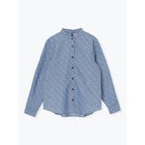 青 | 総柄バンドカラーシャツ | LUDIC PARK