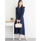 紺 | ピンタックフリルワンピース | LUDIC PARK