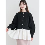 黒 | ドッキングペプラムニットカーディガン | LUDIC PARK