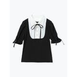 黒 | リボン付きシャツレイヤード風トップス | LUDIC PARK