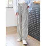 紺 | ストライプイージーワイドパンツ | LUDIC PARK