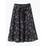 黒 | フロントリボン花柄ロングスカート | LUDIC PARK