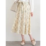 ペールイエロー | フロントリボン花柄ロングスカート | LUDIC PARK