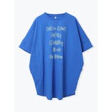 青 | 手書き風ロゴ刺繍チュニックTシャツ | LUDIC PARK