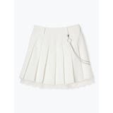 白 | ［丈42cm］チェーン付き裾レースプリーツスカート | NOEMIE