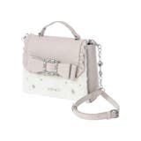 ピンク | お嬢さんビジューリボンフリルフラップショルダーファーバッグ | NOEMIE