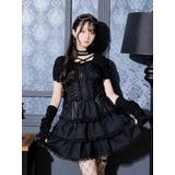 黒 | コルセットレースアップティアードキャミワンピース | NOEMIE