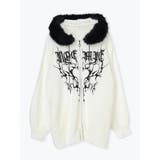 フードファーダメージユニセックスニットZIPパーカー | NOEMIE | 詳細画像17