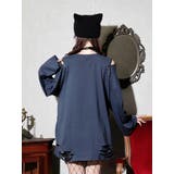 病みねこリングチェーンダメージユニセックスロングTシャツ | NOEMIE | 詳細画像9