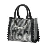 黒 | 千鳥柄ビジューフリル2wayショルダーバッグ | NOEMIE