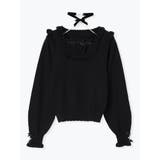 黒 | バックリボンベロアチョーカーニット | NOEMIE