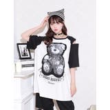 オフホワイト | 病みくまラグラン肩ジップユニセックスTシャツ | NOEMIE