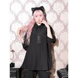 黒 | チェーンZIPネクタイ付きバックプリントユニセックスシャツ | NOEMIE
