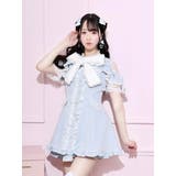 サックス | レースボウタイケープフリルセットアップ | NOEMIE