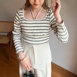 【CAPRICIEUX LE'MAGE】スクエアボーダーホルターPO | PAL GROUP OUTLET | 詳細画像1