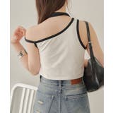 【Chico】チョーカー付アシメワンショル刺繍タンクトップ | PAL GROUP OUTLET | 詳細画像1