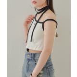 【Chico】チョーカー付アシメワンショル刺繍タンクトップ | PAL GROUP OUTLET | 詳細画像7
