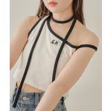 【Chico】チョーカー付アシメワンショル刺繍タンクトップ | PAL GROUP OUTLET | 詳細画像2