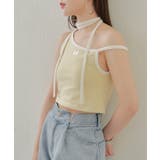 YEW/WHT | 【Chico】チョーカー付アシメワンショル刺繍タンクトップ | PAL GROUP OUTLET
