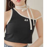 【Chico】チョーカー付アシメワンショル刺繍タンクトップ | PAL GROUP OUTLET | 詳細画像14 