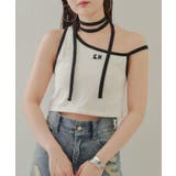 【Chico】チョーカー付アシメワンショル刺繍タンクトップ | PAL GROUP OUTLET | 詳細画像1 