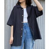 charcoal | 【CIAOPANIC TYPY】部分コットンレースストライプシャツ | PAL GROUP OUTLET