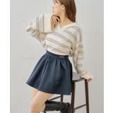 NVY | 【Chico】ボリュームフレアサテンライクミニSK | PAL GROUP OUTLET