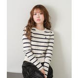 WHT/NVY | 【RAY CASSIN】胸刺繍ケーブルニット | PAL GROUP OUTLET