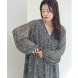 BLACK | 2WAY花柄ボリュームスリーブロングワンピース | PAL GROUP OUTLET