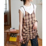 ベージュ | 【Discoat】チェックギャザーキャミチュニック | PAL GROUP OUTLET