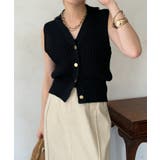 BK | 【DouDou】GOLDボタンニットベスト | PAL GROUP OUTLET