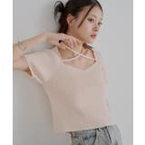 PNK | 【Chico】ヒモデザインカップスクエアフレンチニット | PAL GROUP OUTLET