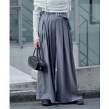 S/GRY | 【RAY CASSIN】ステッチ入りベルト付きワイドタックスラックスPT | PAL GROUP OUTLET