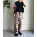 【DouDou】シアーチェックワイドパンツ | PAL GROUP OUTLET | 詳細画像1 