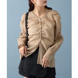 BRN | 【mystic】Vシャーリングブラウス | PAL GROUP OUTLET