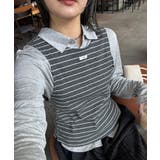 ボーダータンクレイヤード襟付きシアーカットシャツ | PAL GROUP OUTLET | 詳細画像16