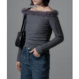 GRY | 【mystic】[mline]ファーオフショルニット | PAL GROUP OUTLET