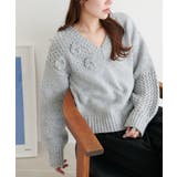 グレイ | 【Discoat】フラワーモチーフ付きプルオーバー | PAL GROUP OUTLET