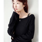 BLK | 【Kastane】B ラメリブスリットトップス | PAL GROUP OUTLET